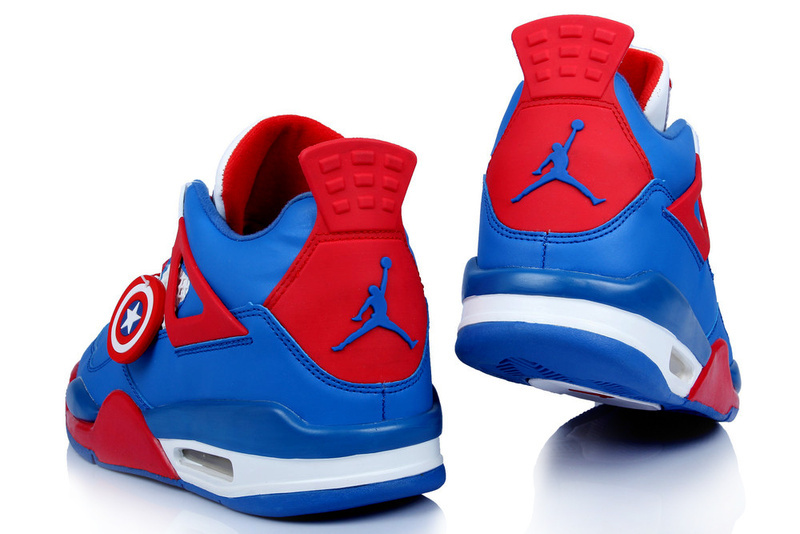 New Arrival Jordan 4 Captain America Edition Blue White Red Shoes